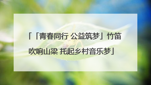 「青春同行 公益筑梦」竹笛吹响山梁 托起乡村音乐梦