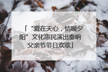 “爱在天心，情暖夕阳”文化惠民演出奏响父亲节节日欢歌