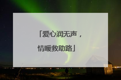 爱心润无声，情暖救助路