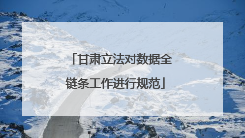 甘肃立法对数据全链条工作进行规范