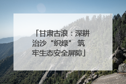 甘肃古浪：深耕治沙“织绿” 筑牢生态安全屏障