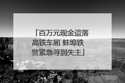 百万元现金遗落高铁车厢 蚌埠铁警紧急寻到失主