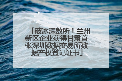 破冰深数所！兰州新区企业获得甘肃首张深圳数据交易所数据产权登记证书