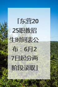 东营2025职教招生时间表公布：6月27日起分两阶段录取