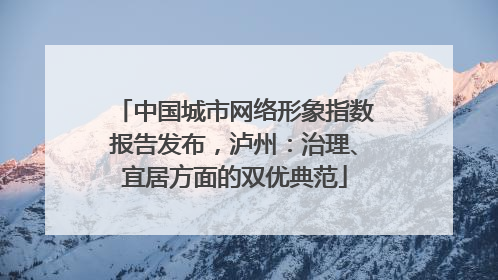 中国城市网络形象指数报告发布，泸州：治理、宜居方面的双优典范