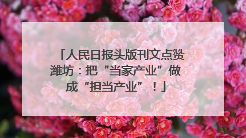 人民日报头版刊文点赞潍坊：把“当家产业”做成“担当产业”！