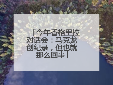 今年香格里拉对话会：马克龙创纪录，但也就那么回事
