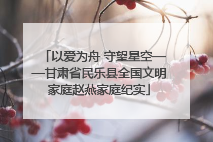 以爱为舟 守望星空——甘肃省民乐县全国文明家庭赵燕家庭纪实