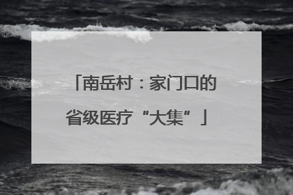 南岳村：家门口的省级医疗“大集”