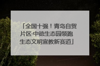 全国十强！青岛自贸片区·中德生态园领跑生态文明宣教新赛道