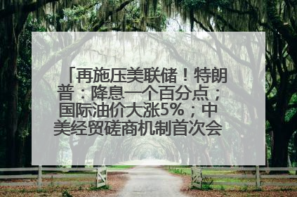 再施压美联储！特朗普：降息一个百分点；国际油价大涨5%；中美经贸磋商机制首次会议在英国伦敦举行；6499元起，华为发布新款手机丨每经早参