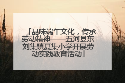 品味端午文化，传承劳动精神——五河县东刘集镇夏集小学开展劳动实践教育活动