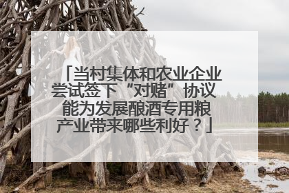 当村集体和农业企业尝试签下“对赌”协议 能为发展酿酒专用粮产业带来哪些利好？