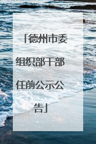 德州市委组织部干部任前公示公告