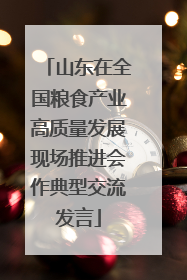 山东在全国粮食产业高质量发展现场推进会作典型交流发言