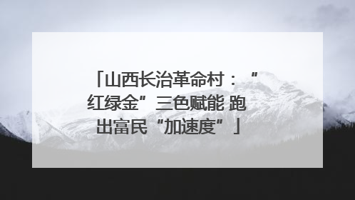山西长治革命村：“红绿金”三色赋能 跑出富民“加速度”
