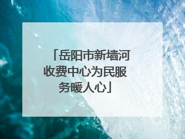 岳阳市新墙河收费中心为民服务暖人心