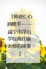 师者仁心润桃李——咸宁市浮山学校黄佳丽老师的故事