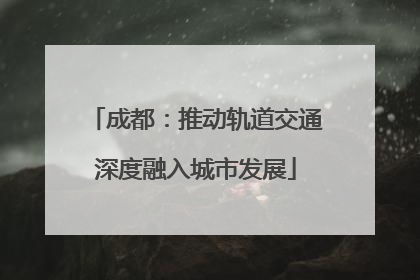 成都：推动轨道交通深度融入城市发展