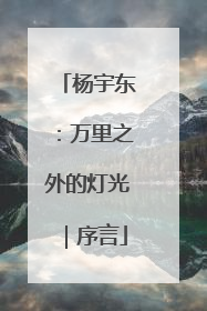 杨宇东：万里之外的灯光｜序言