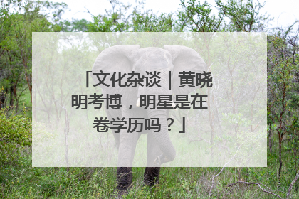 文化杂谈｜黄晓明考博，明星是在卷学历吗？