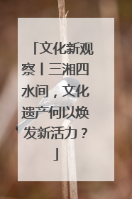 文化新观察丨三湘四水间，文化遗产何以焕发新活力？