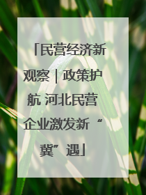 民营经济新观察｜政策护航 河北民营企业激发新“冀”遇