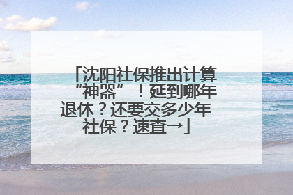 沈阳社保推出计算“神器”！延到哪年退休？还要交多少年社保？速查→