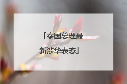 泰国总理最新涉华表态