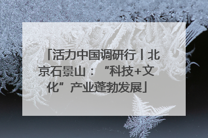 活力中国调研行丨北京石景山：“科技+文化”产业蓬勃发展