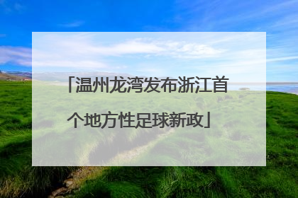 温州龙湾发布浙江首个地方性足球新政