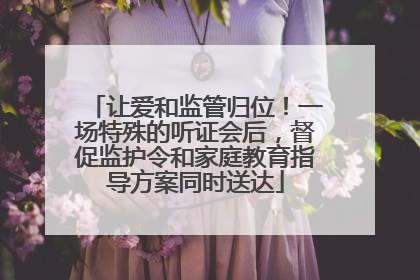 让爱和监管归位！一场特殊的听证会后，督促监护令和家庭教育指导方案同时送达