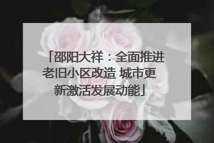 邵阳大祥：全面推进老旧小区改造 城市更新激活发展动能