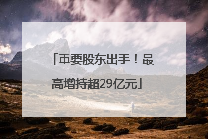 重要股东出手！最高增持超29亿元