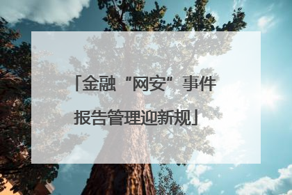 金融“网安”事件报告管理迎新规