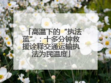 高温下的“执法蓝”：十多分钟救援诠释交通运输执法为民温度