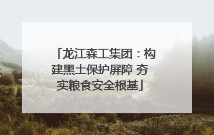 龙江森工集团：构建黑土保护屏障 夯实粮食安全根基